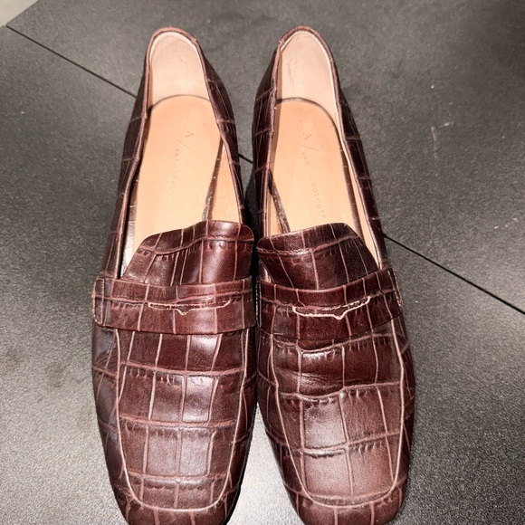 Anthropologie Shoes - Anthropologie Dark Brown Crocodile Pattern Heels